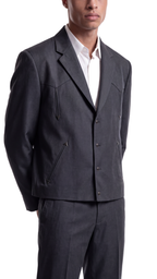 Men's Charcoal Western Suit 2-Piece - Cowboy Suit with Western Yoke & Pearl Snaps