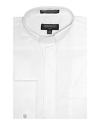 White Clergy Deacon Bishop Priest Mandarin Half tab Collar Dress Shirt