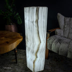 White Ice Onyx Floor Lamp - Small - 39.5"H x 13.5"W - Hexagon - #1