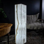 White Ice Onyx Floor Lamp - Small - 39.5"H x 13.5"W - Hexagon - #1
