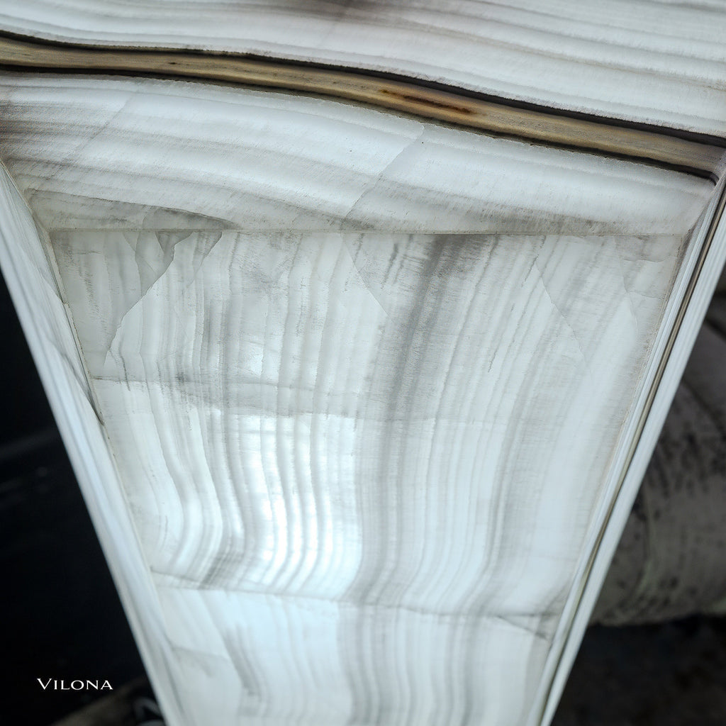 White Ice Onyx Floor Lamp - Small - 39.5"H x 13.5"W - Hexagon - #1