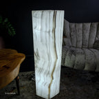 White Ice Onyx Floor Lamp - Small - 39.5"H x 13.5"W - Hexagon - #1
