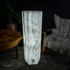 White Ice Onyx Floor Lamp - Small - 39.5"H x 13.5"W - Hexagon - #1