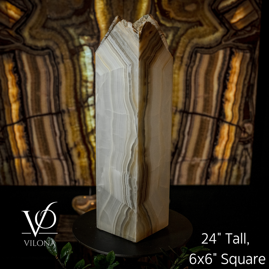 White Ice Onyx Floor Lamp (Live Edge #1)