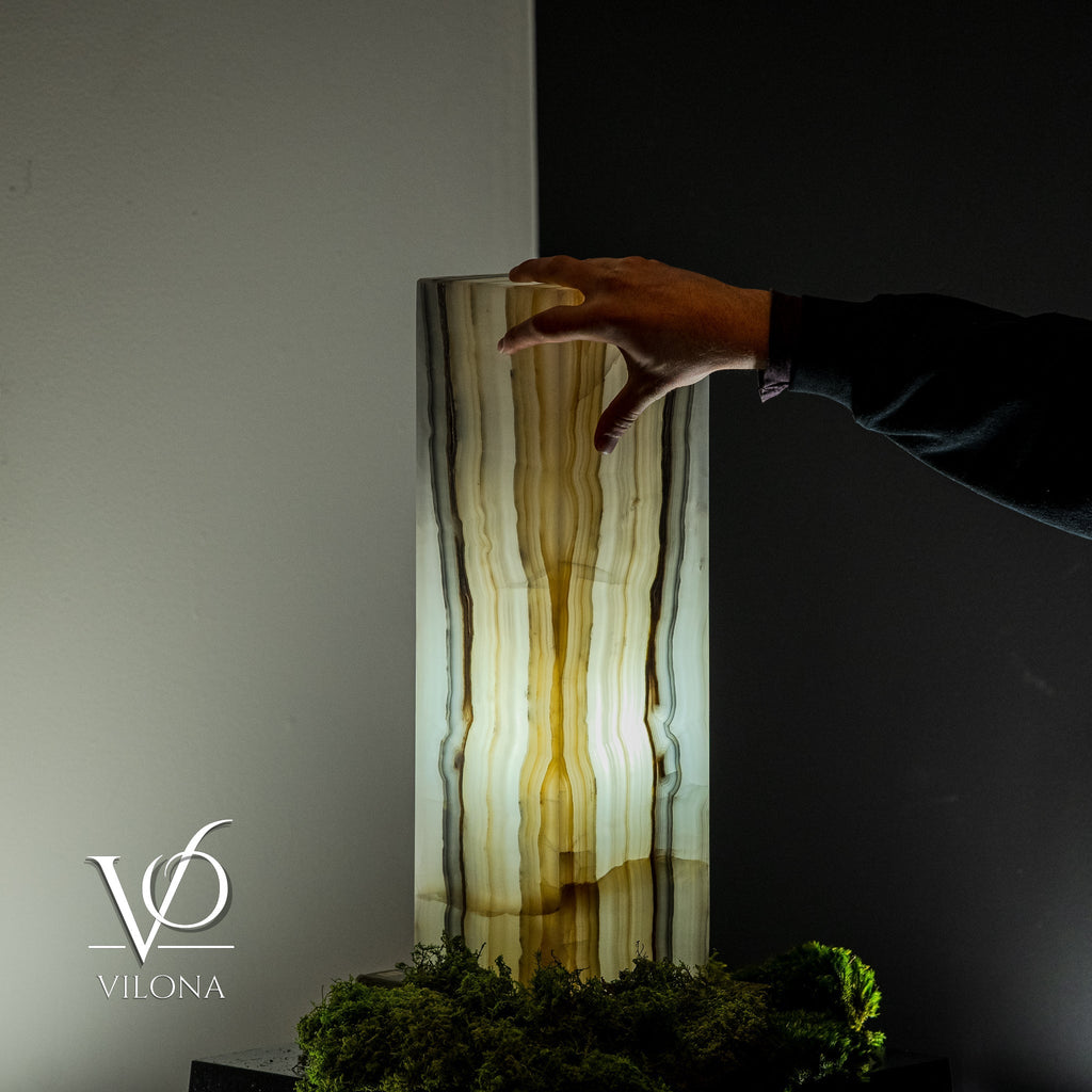 White Ice Onyx Lamp (Exotic Druzy Table Lamp #10)