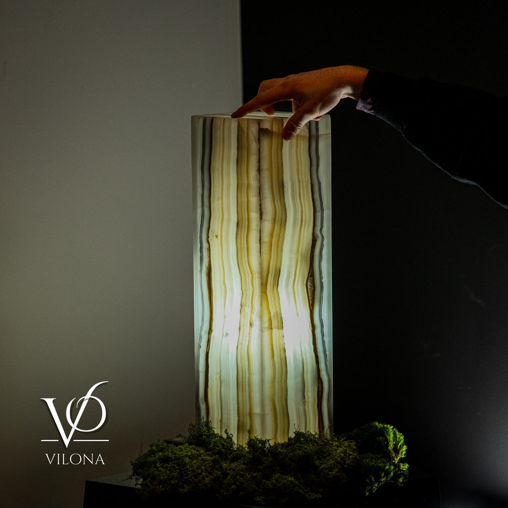 White Ice Onyx Lamp (Exotic Druzy Table Lamp #11)