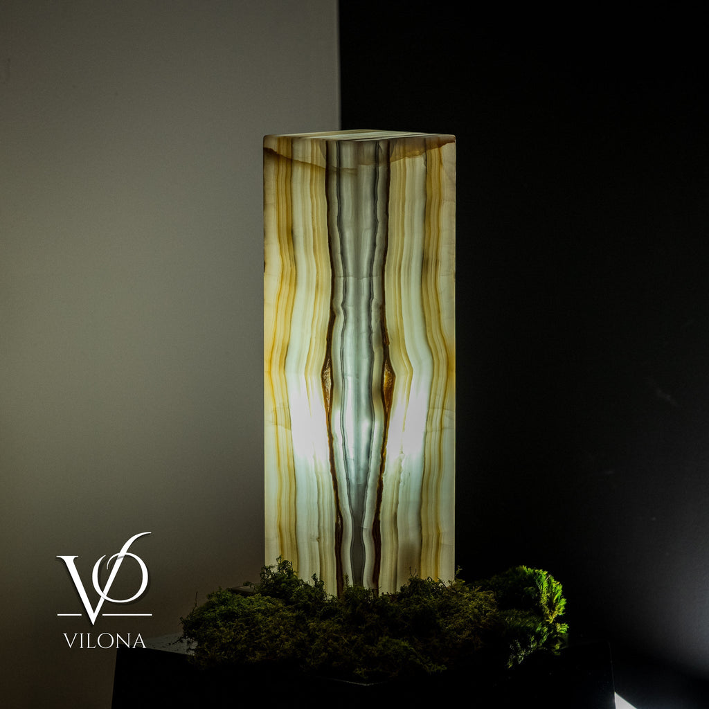 White Ice Onyx Lamp (Exotic Druzy Table Lamp #11)