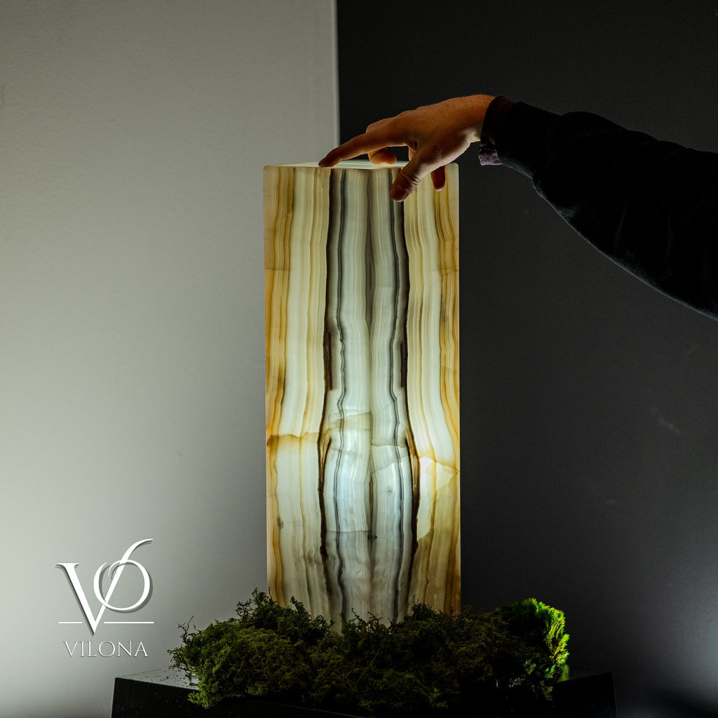 White Ice Onyx Lamp (Exotic Druzy Table Lamp #9)