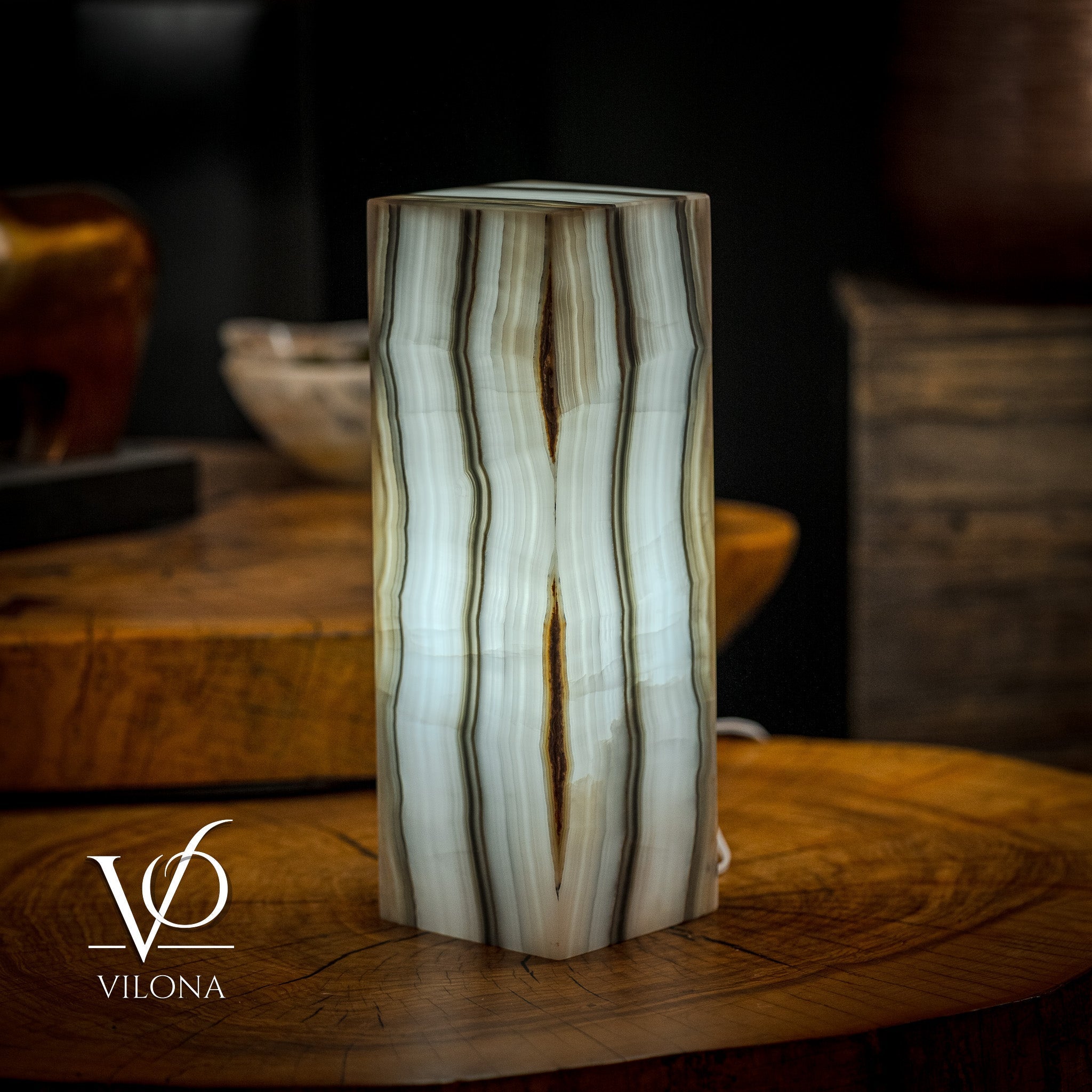 White Ice Onyx Lamp (Exotic Table Lamp #2)