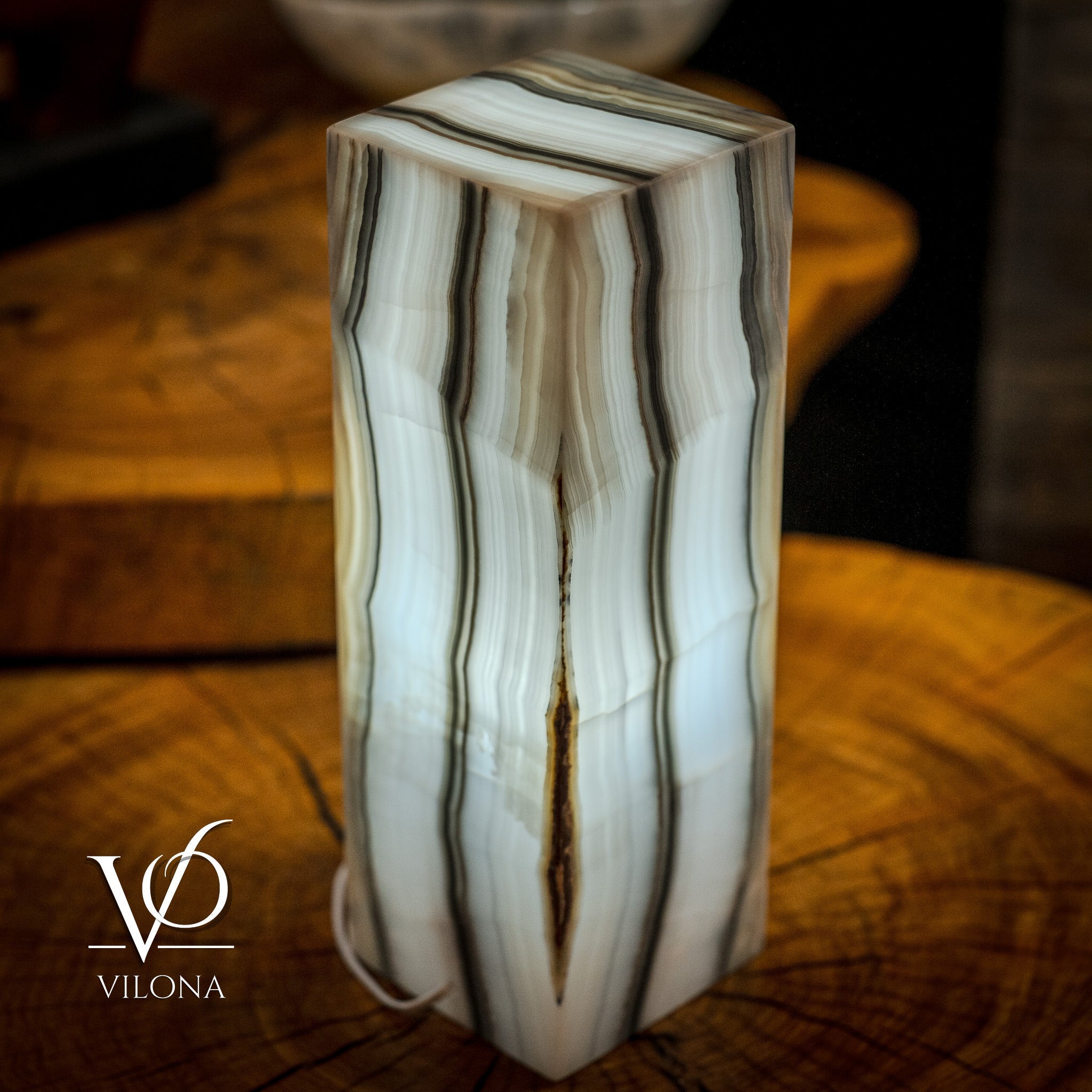 White Ice Onyx Lamp (Exotic Table Lamp #2)