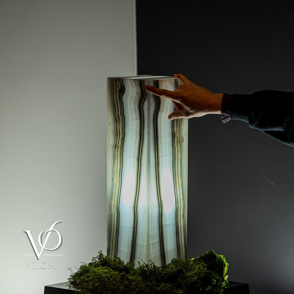 White Ice Onyx Lamp (Exotic Table Lamp #7)