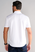 Short Sleeve Button Down Polo Solid // White