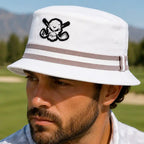 Premium Bucket Golf Hat w/ Skull (White)