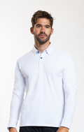 Long Sleeve Polo Contrast // White