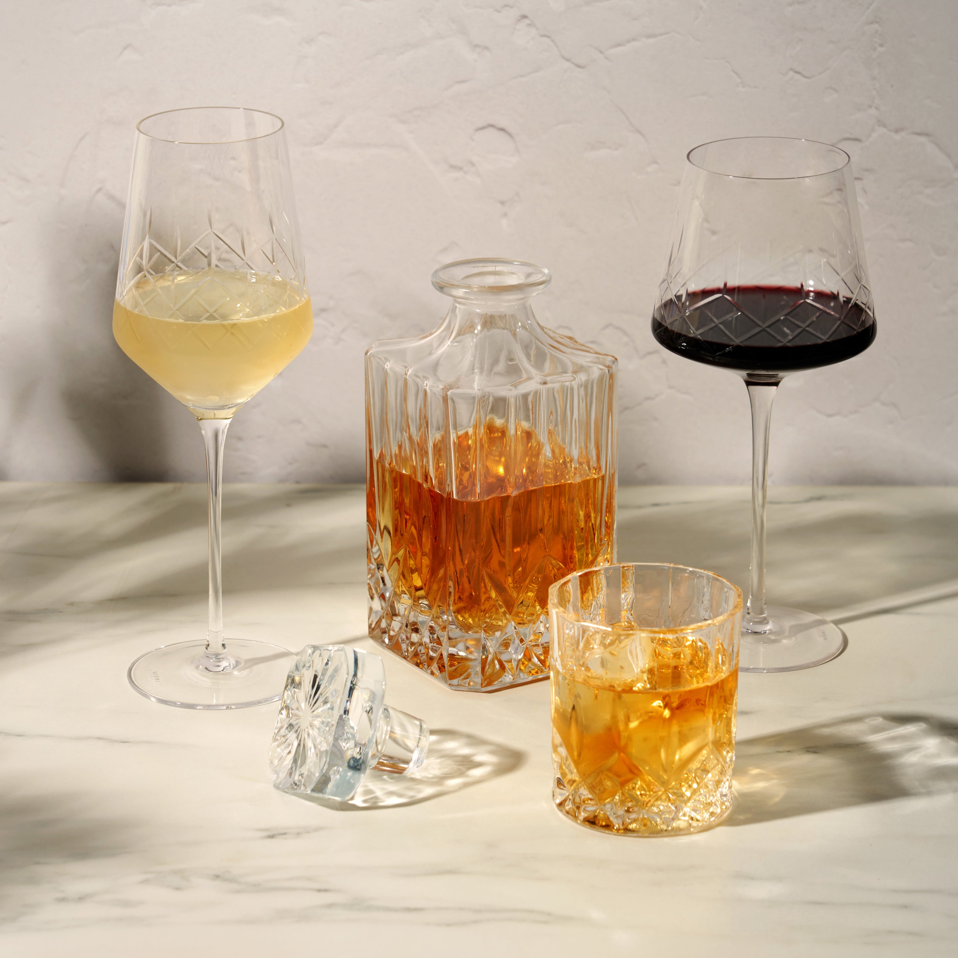 Admiral Crystal Burgundy Wine Glasses, Set of 2