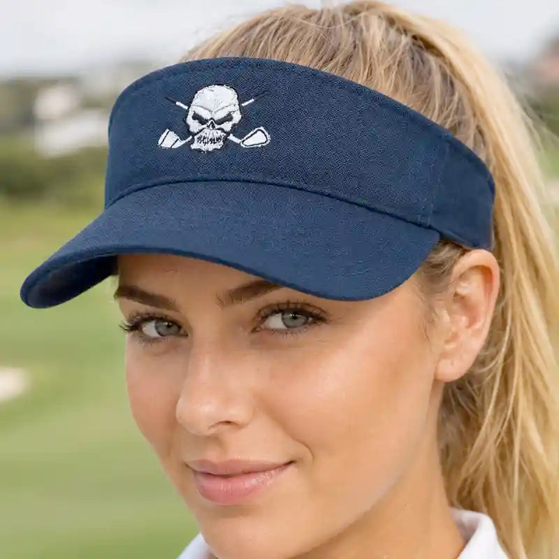 Golf Visor with Skull Design - Navy