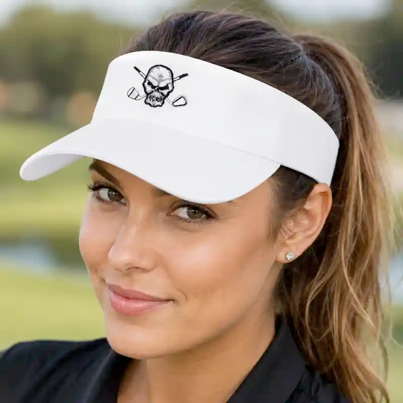 Golf Visor with Skull Design (White)
