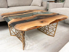 Custom Resin River Walnut Coffee Table | Voronoi Collection