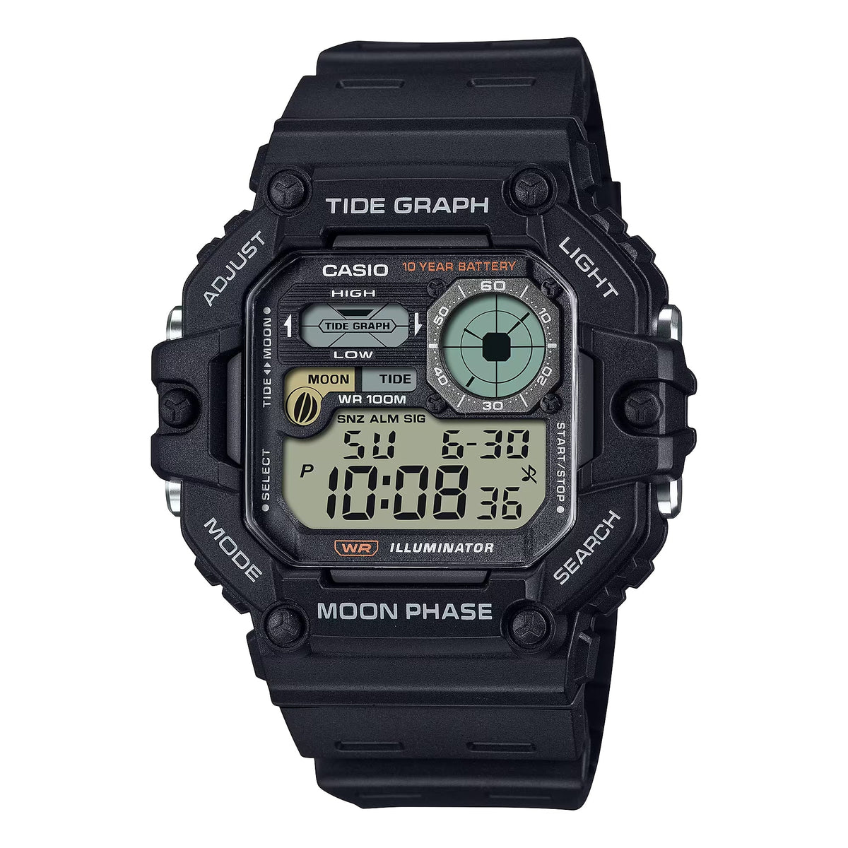 Casio Men's Digital Watch with Black Resin Band - WS-1700H-1AVCF-EW