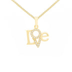 Cubic Zirconia 14K Gold Filled Triangle Love Pendant Necklace Set