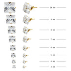 Cubic Zirconia Square 14K Gold Plated Stud Earrings Set Of 4 Stainless Steel Jewelry Men Women