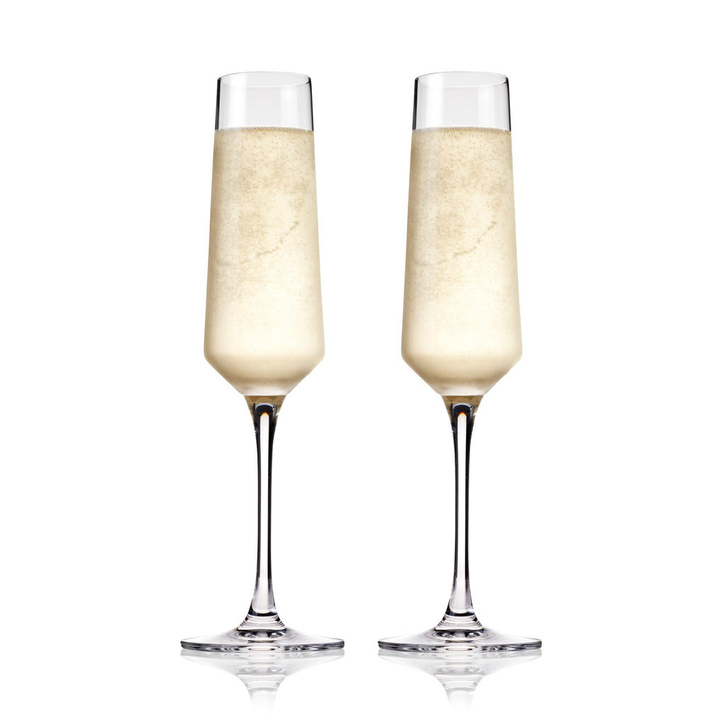 Raye Angled Crystal Champagne Flutes Set of 2