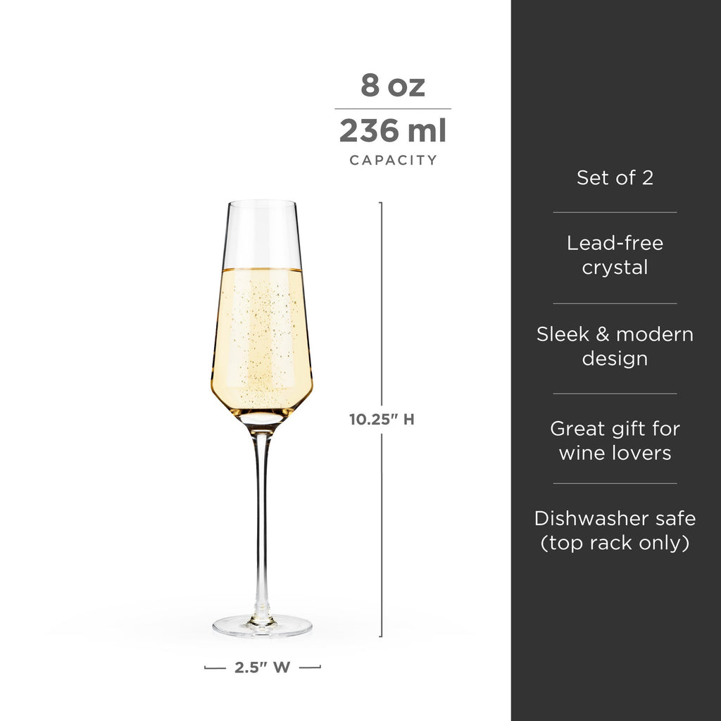 Raye Angled Crystal Champagne Flutes Set of 2