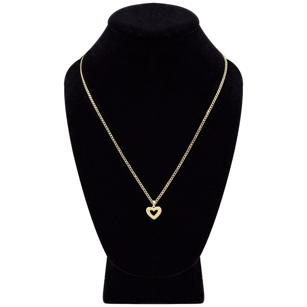 Cubic Zirconia 14K Gold Filled Double Layered Heart Pendant Necklace Set