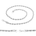 Silver Rope Chain Twisted Link Necklace for Men 18" 20" 24" 30" Length | 2 mm - 7 mm Width
