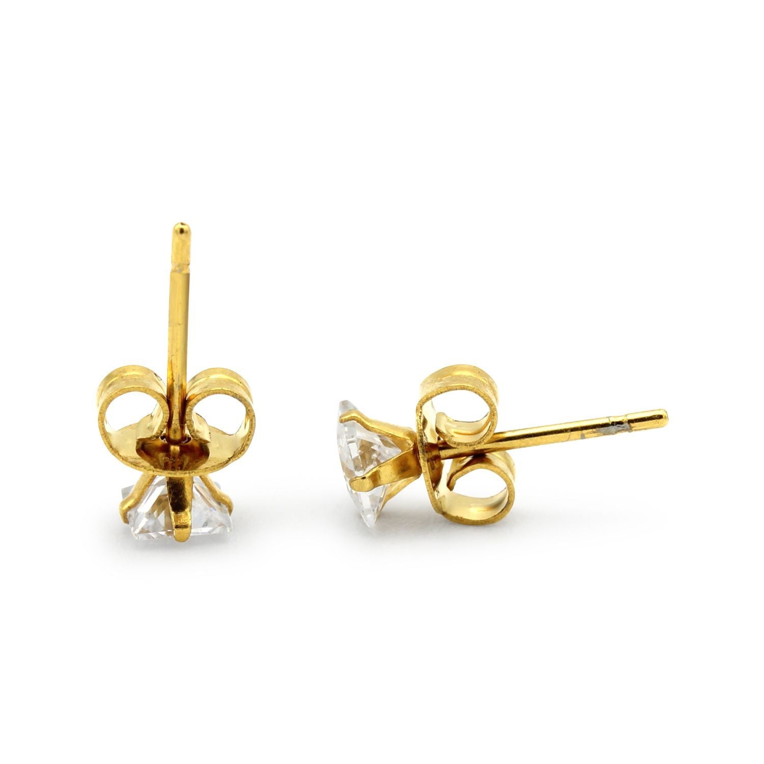 Cubic Zirconia Square 14K Gold Plated Stud Earrings Set Of 4 Stainless Steel Jewelry Men Women