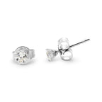 Cubic Zirconia Square Stud Earrings Stainless Steel Silver Jewelry Men Women