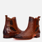 The Rolls Boot Woven Tan Leather Double Monk Strap Handmade Men Shoe