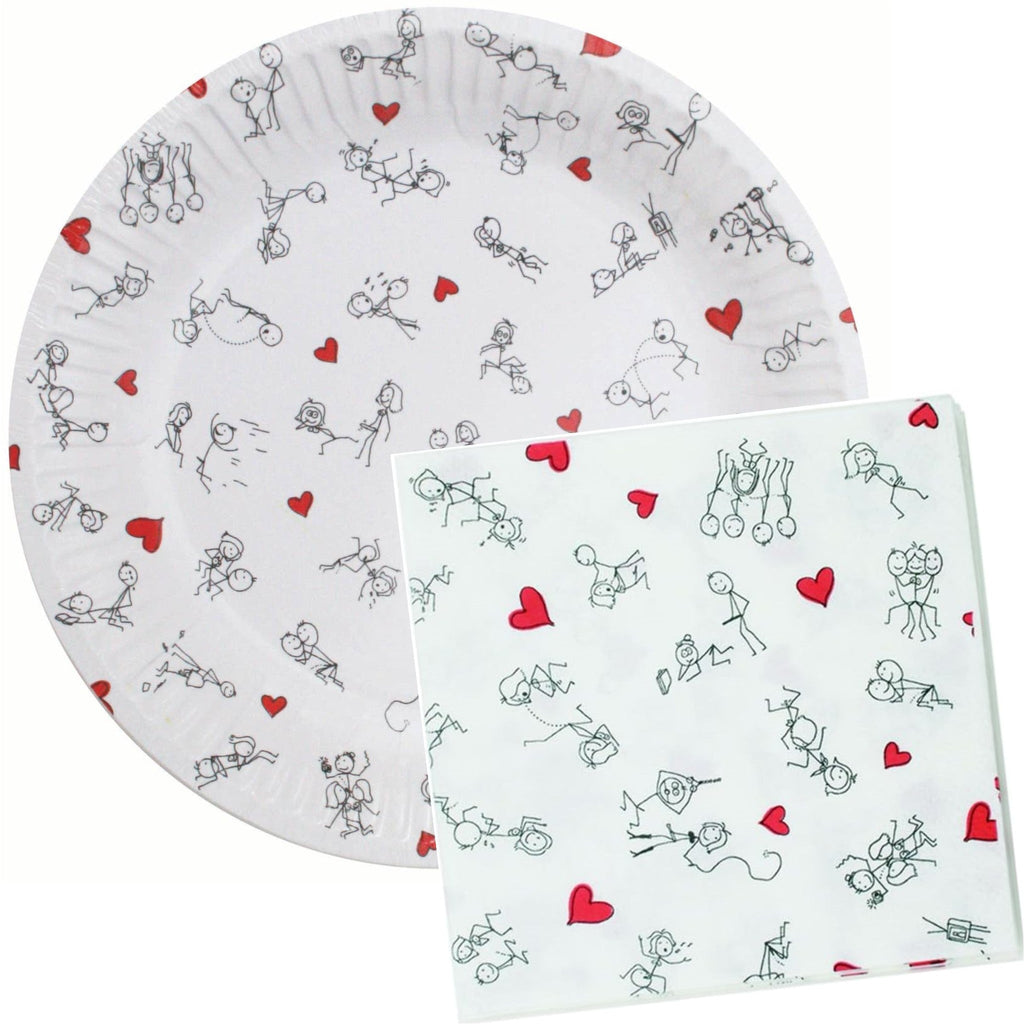 Dirty Stick Figures Party Plates & Napkins Set – Funny Bachelorette Decorations