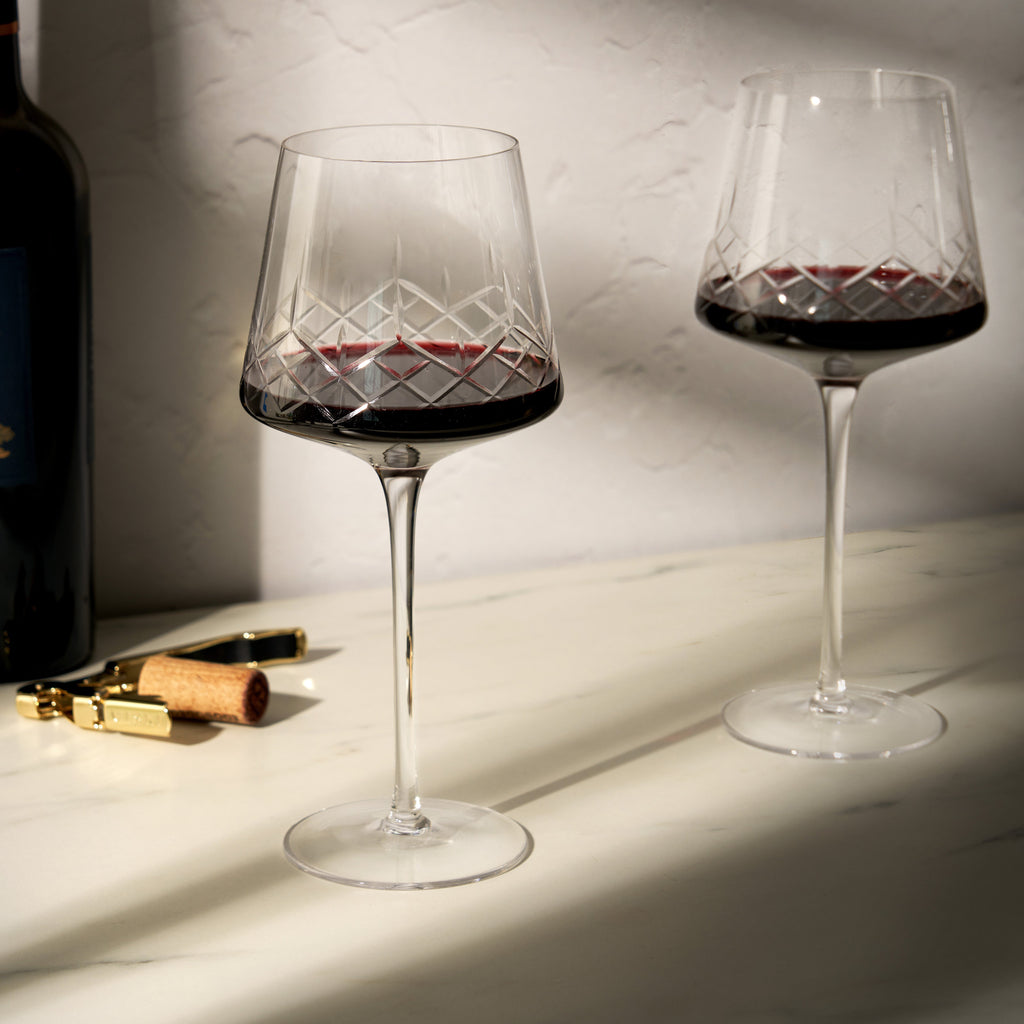 Admiral Crystal Burgundy Wine Glasses, Set of 2