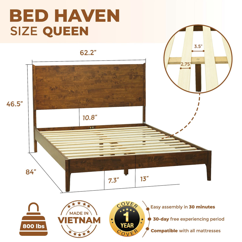 Haven Solid Wood Bed Frame