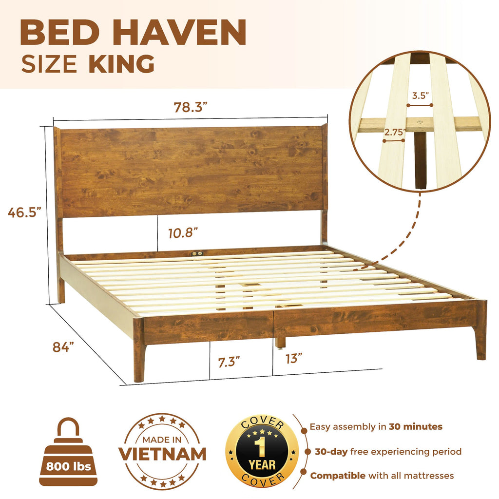 Haven Solid Wood Bed Frame