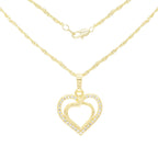 Cubic Zirconia 14K Gold Filled Twofold Heart Pendant Necklace Set
