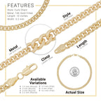 14K Gold Filled Cuban Link 14K Gold Filled Anklet Round Curb Chain 10'' Women Jewelry