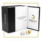 Cubic Zirconia Square 14K Gold Plated Stud Earrings Set Of 2 Stainless Steel Jewelry Men Women