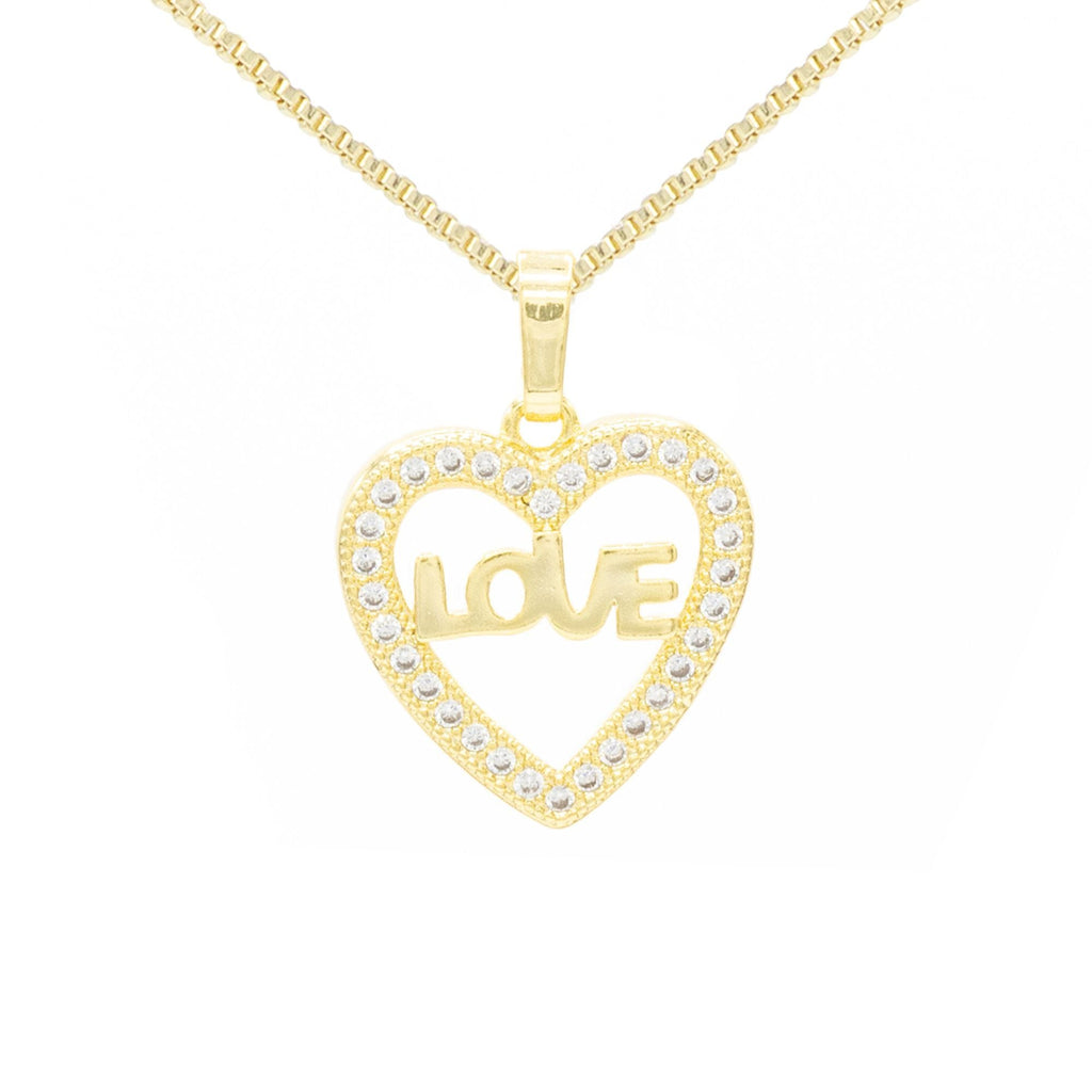 Cubic Zirconia 14K Gold Filled Heart Love Pendant Necklace Set