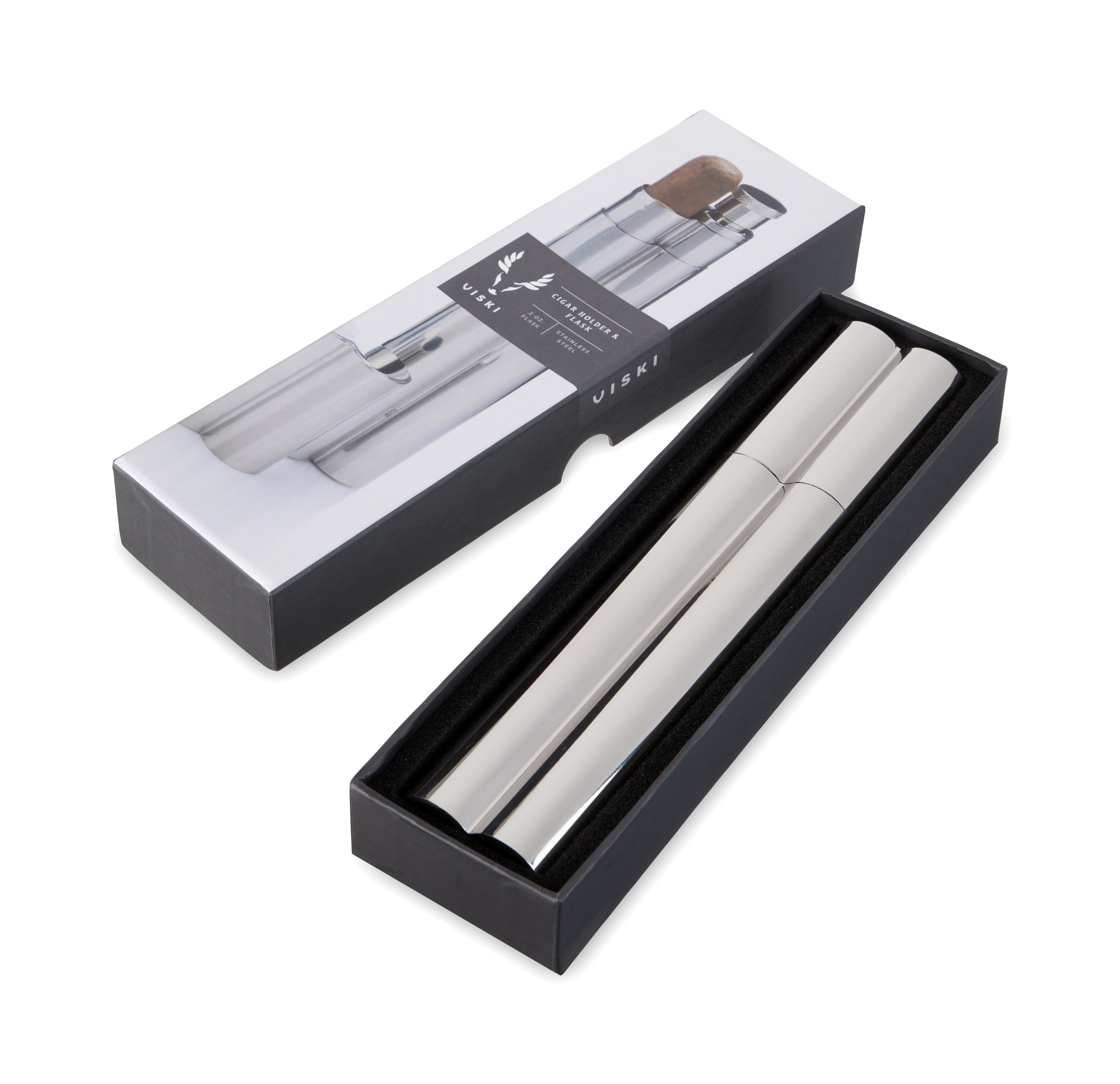 Stainless Steel Cigar Holder and Flask